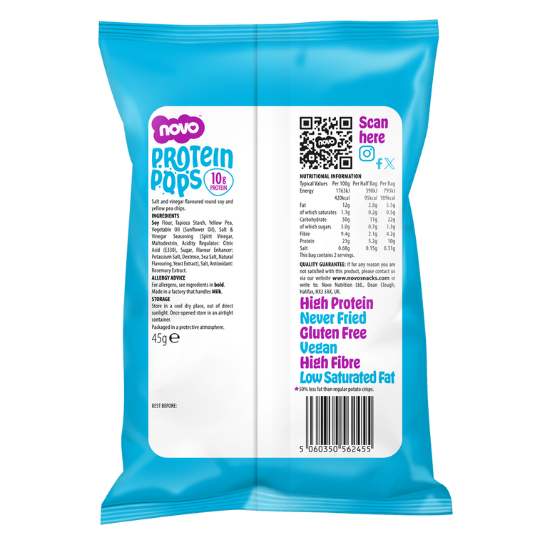 Novo 45g Protein Pops Salt and Vinegar 6/pack