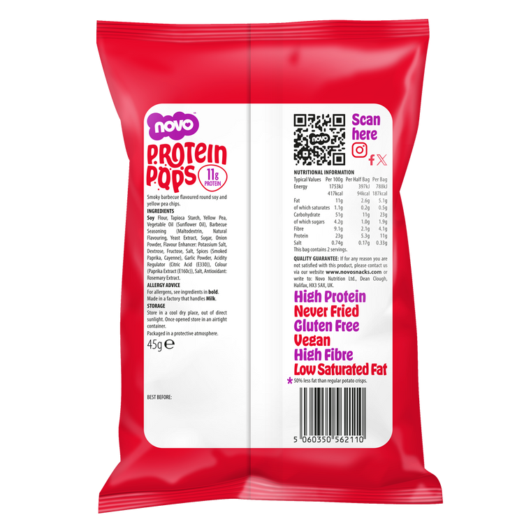 Novo 45g Protein Pops Smoky Barbecue 6/pack
