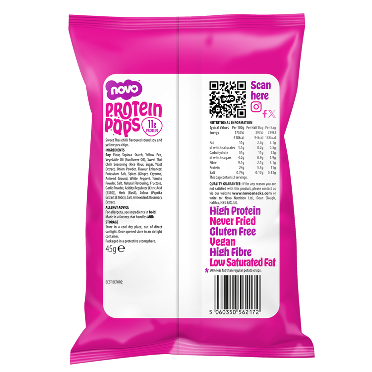 Novo 45g Protein Pops Sweet Thai Chilli 6/pack