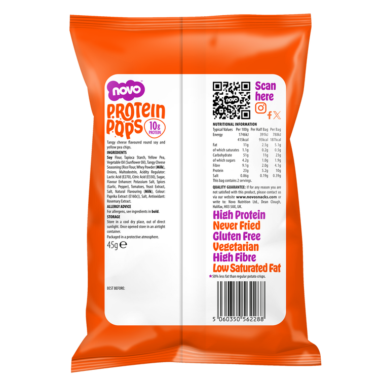 Novo 45g Protein Pops Tangy Cheese 6/pack