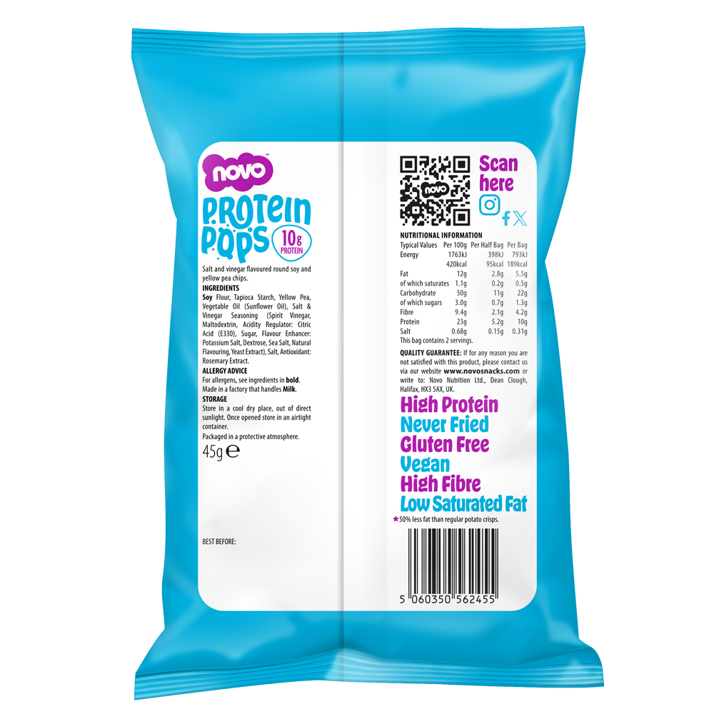 Novo 45g Protein Pops Salt and Vinegar 6pcs/pack